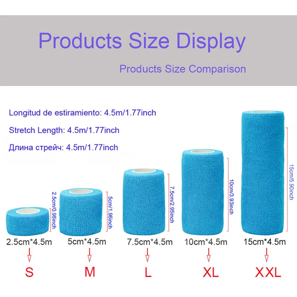 1PC 4.5m Colorful Elastoplast Self Adhesive Elastic Bandage Sports Knee Finger Ankle Palm Shoulder Athletic Wrap Tapes