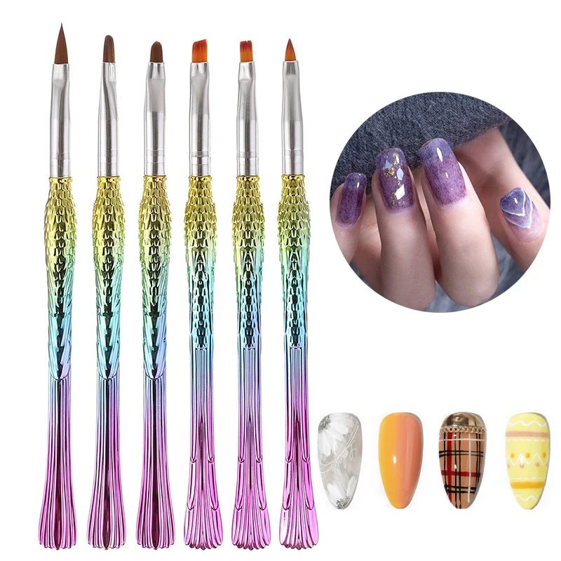 

New Nail Art Line Painting Liner Stripe Shape Drawing Manicure Dust Clean Pen Mermaid Fish Tail Brush Manicure DIY Dotting Tool