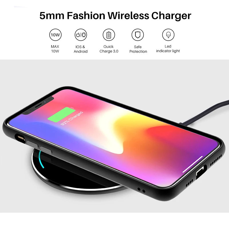 tozo w1 wireless charger thin aviation aluminum computer numerical control technology fast charging pad black no ac adapter free global shipping