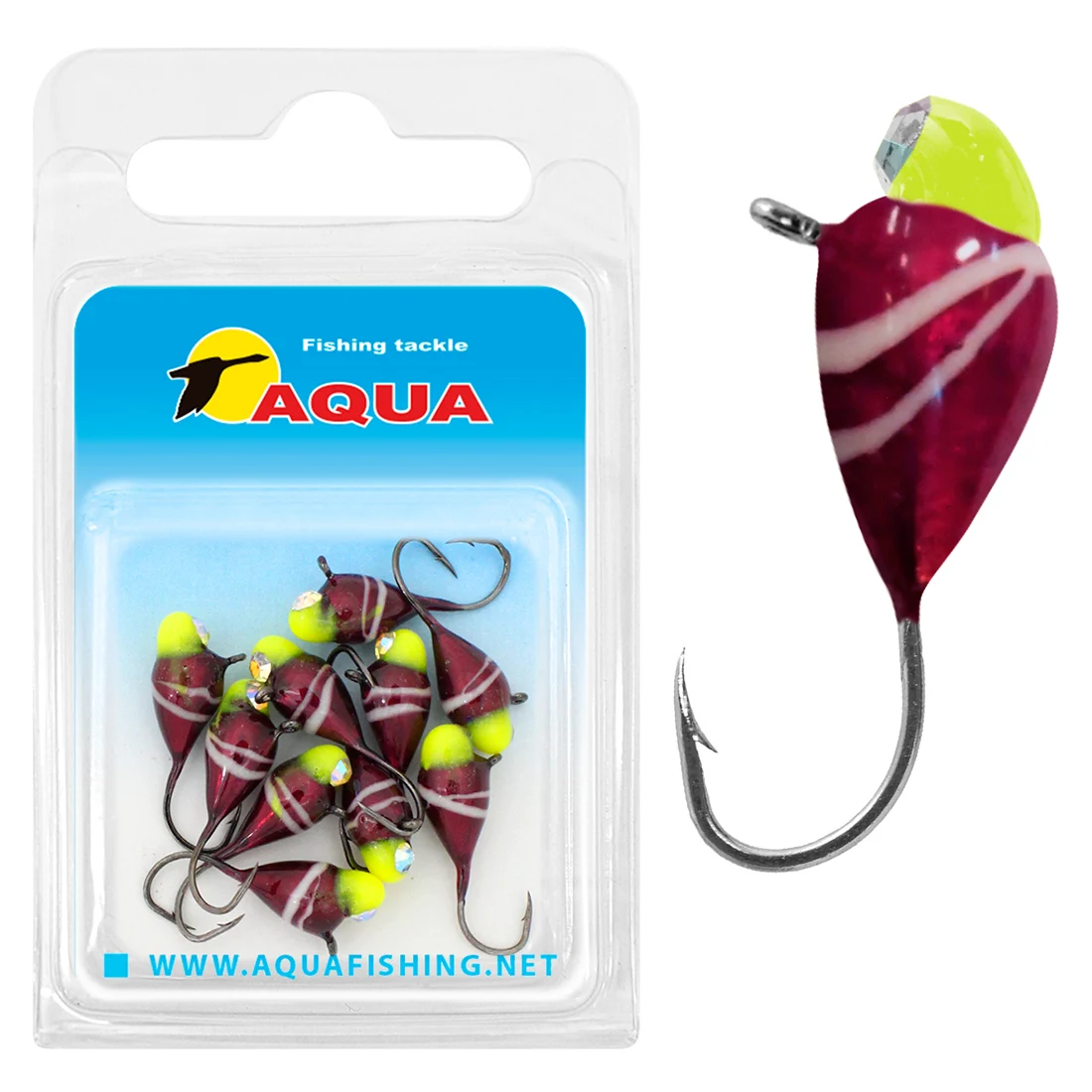 Мормышка вольфрамовая AQUA Капля с ушком обмазка c винтом и камнем вес от 0 55 до 2 00g (10