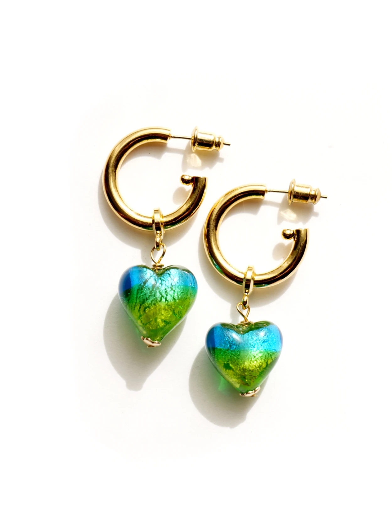 

Женские серьги-подвески в форме сердца, Разноцветные серьги с покрытием из 18-каратного золота, покрытые павлином, синим и зеленым кристалло...