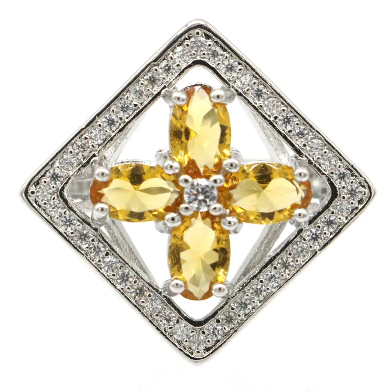 23x22 мм Золотой Цитрин белый яркий Цирконий для женской повседневной носки