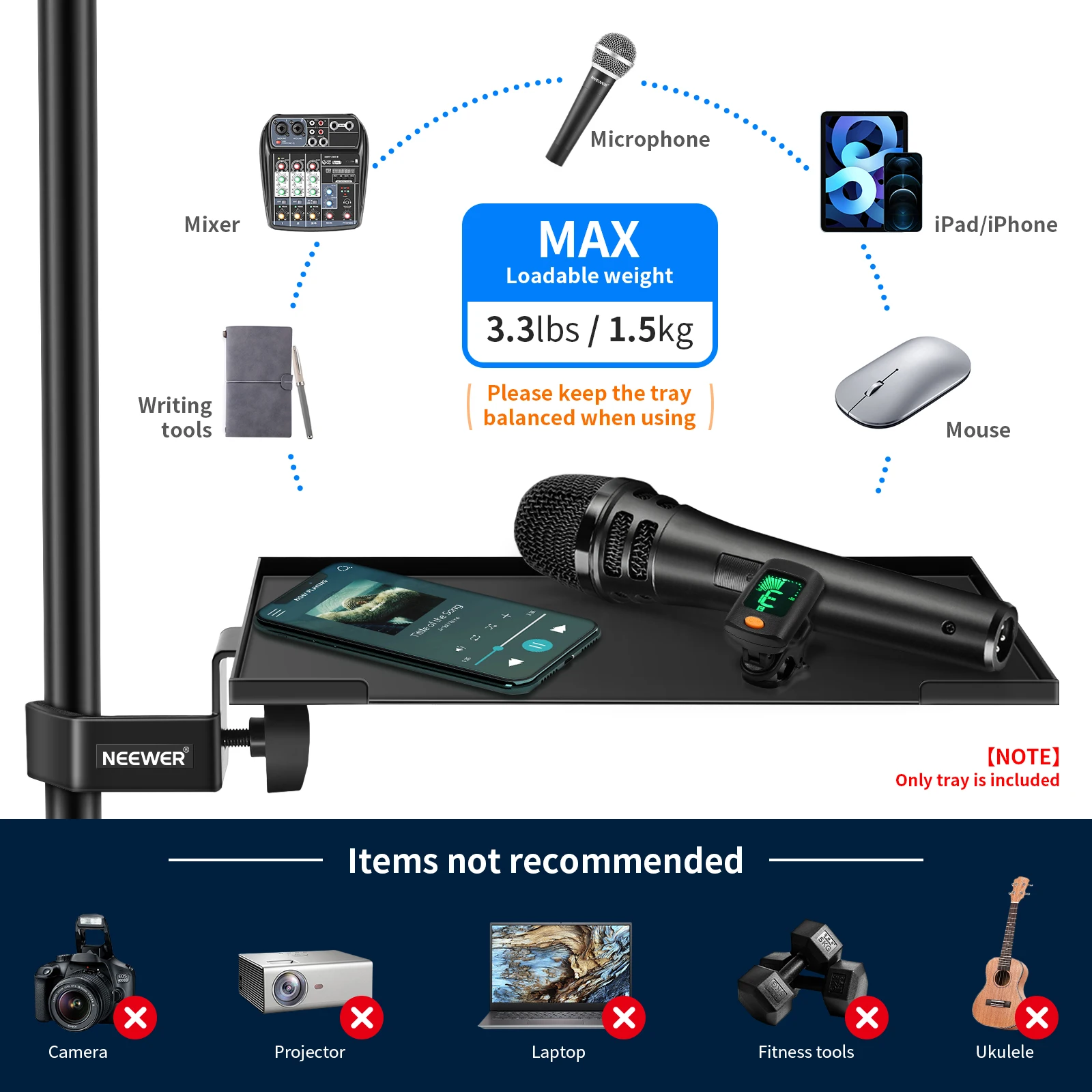 Держатель для ноутбука Neewer подставка из стали максимальная нагрузка 3 кг/6 фунтов