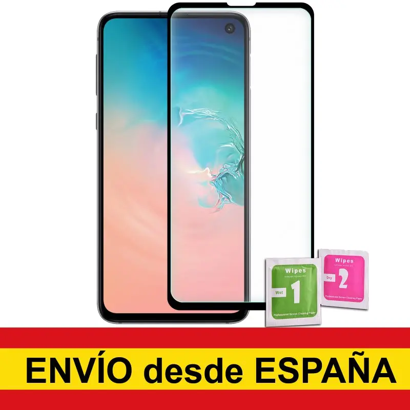 Закаленное стекло для защиты экрана SAMSUNG GALAXY S10E черное переднее полноценное
