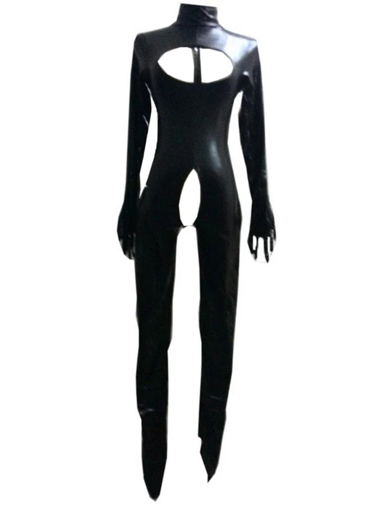 LinMe женский сексуальный костюм-кошка из искусственной кожи со складками и