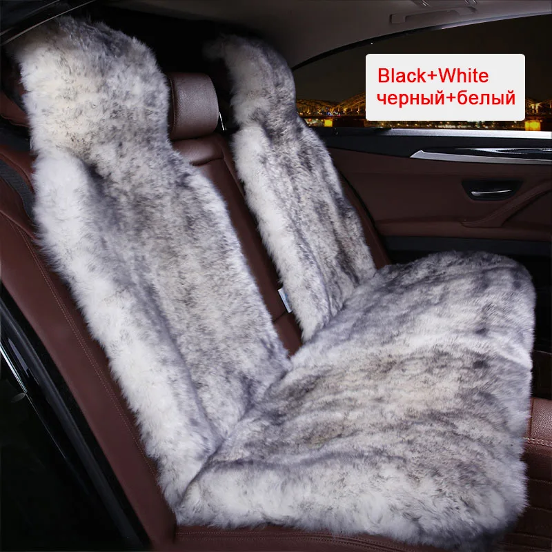 AUTOROWN Накидка на заднее сиденья из овчины Осень-зима Натуральный мех длинный ворс Универсальный размер Меховая накидки на сиденья Аксессуары в салон автомобиля Накидка натуральная овчина