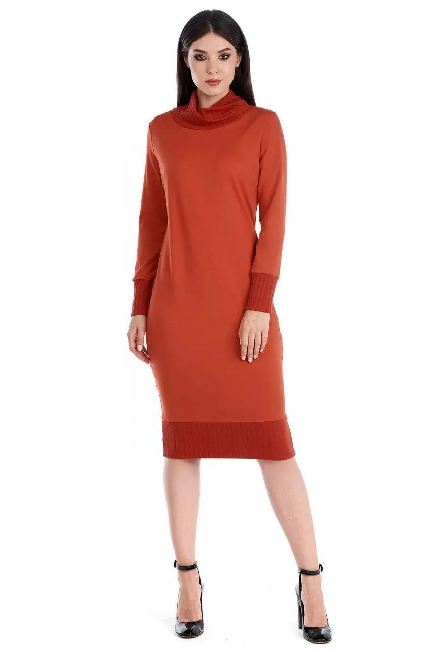Terracotta dress with long sleeves 
