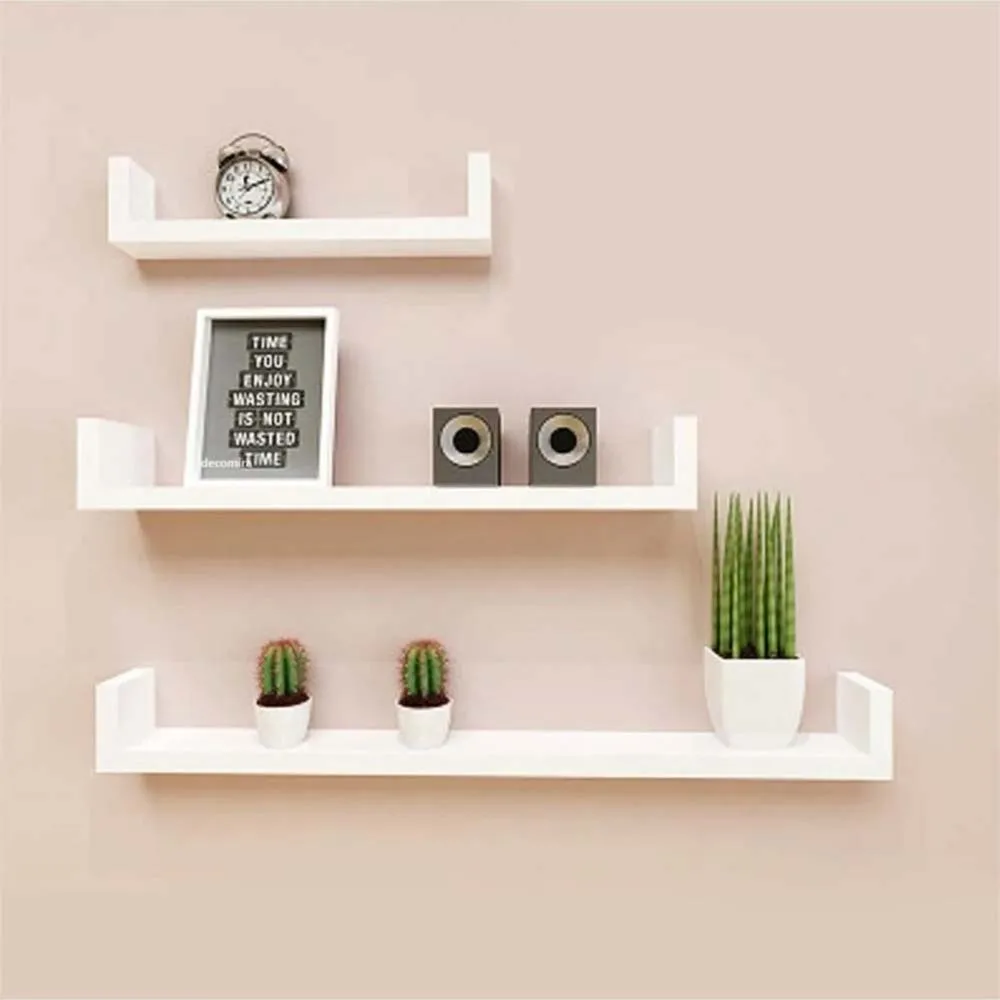 

U Shelf Board Set of 3 Wall Mounted Shelf Accessory Decorative Shelf 30-40-50 Cm Shelf Set