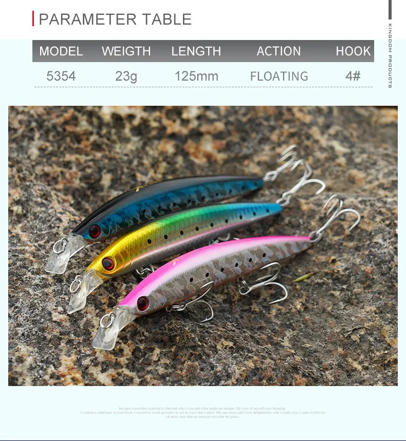 Королевство рыболовные приманки Minnow для соленой воды, моря воблеры Jertbait искусственная, жесткая, для рыбалки приманки 125 мм 23 г подойдут для морского окуня малогабаритная управляемая модель 5354