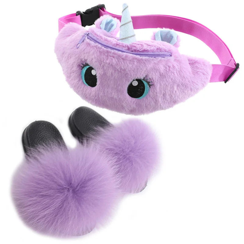 

GW 2020 Newest Cartoon Unicorn Plush Colorful Waist Bag ,For For Adult Beautiful soft bag with fashion Slides