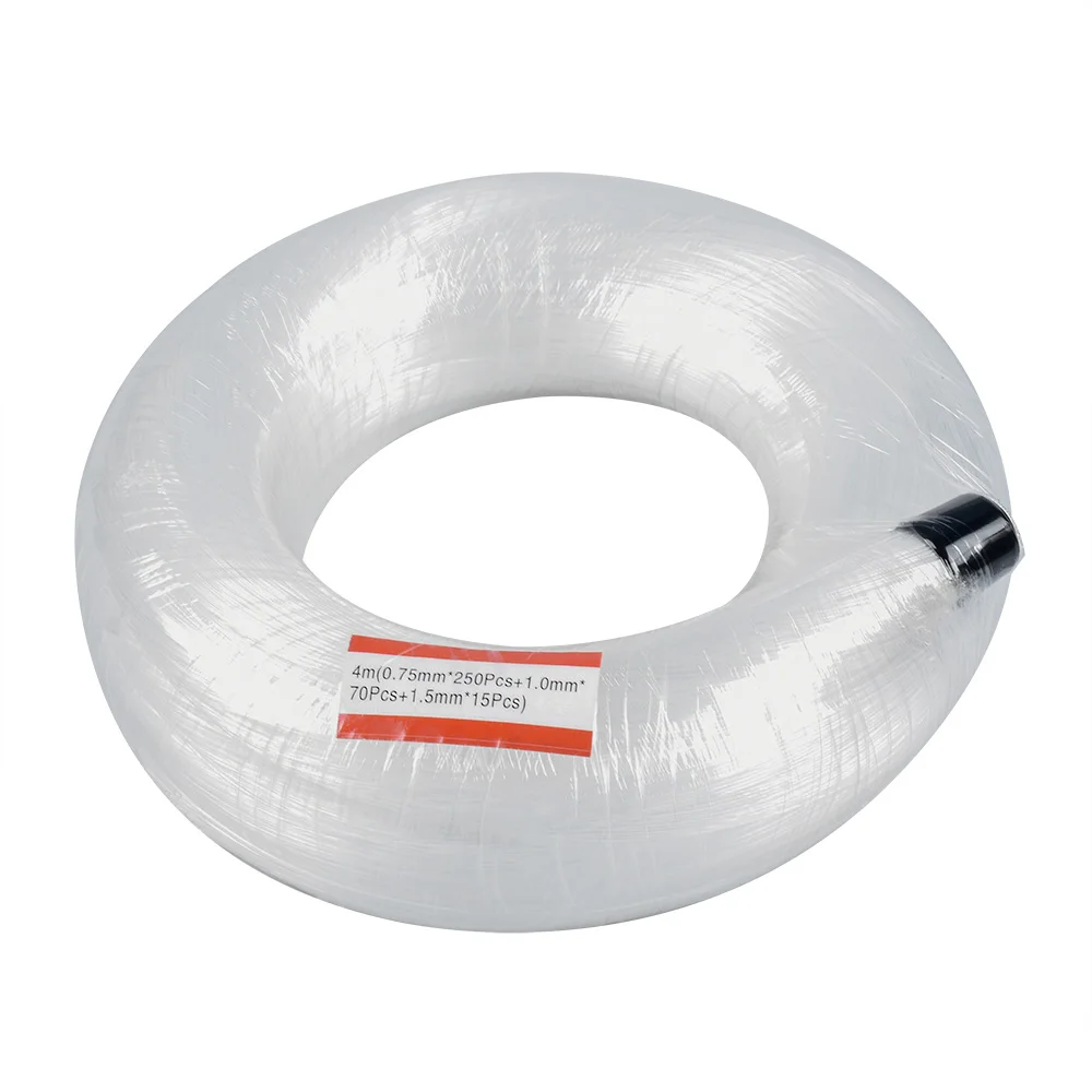 

4M(0.75mm*250pcs+1.0mm*70pcs+1.5mm*15pcs) End Glow Fiber Optic Light PMMA Plastic Cable