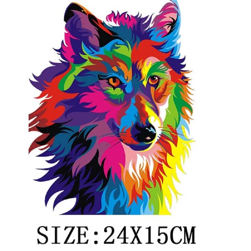 Цветные термонаклейки с волком Vynil, термонаклейки с аппликацией для одежды
