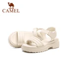 CAMELЖенская обувь 2021 новые летние из овечьей кожи; Удобные сандалии на платформе; Элегантная повседневная обувь туфли на плоской подошве с толстым каблуком женские сандалии