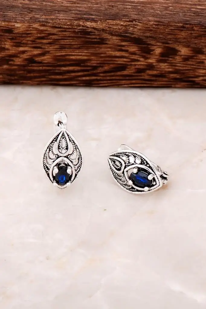 

Серьги из серебра 4390 пробы с инкрустированным сапфиром филигрань, высокое качество, ручная работа, оригинальные филигранные серебряные украшения, подарок для женщин