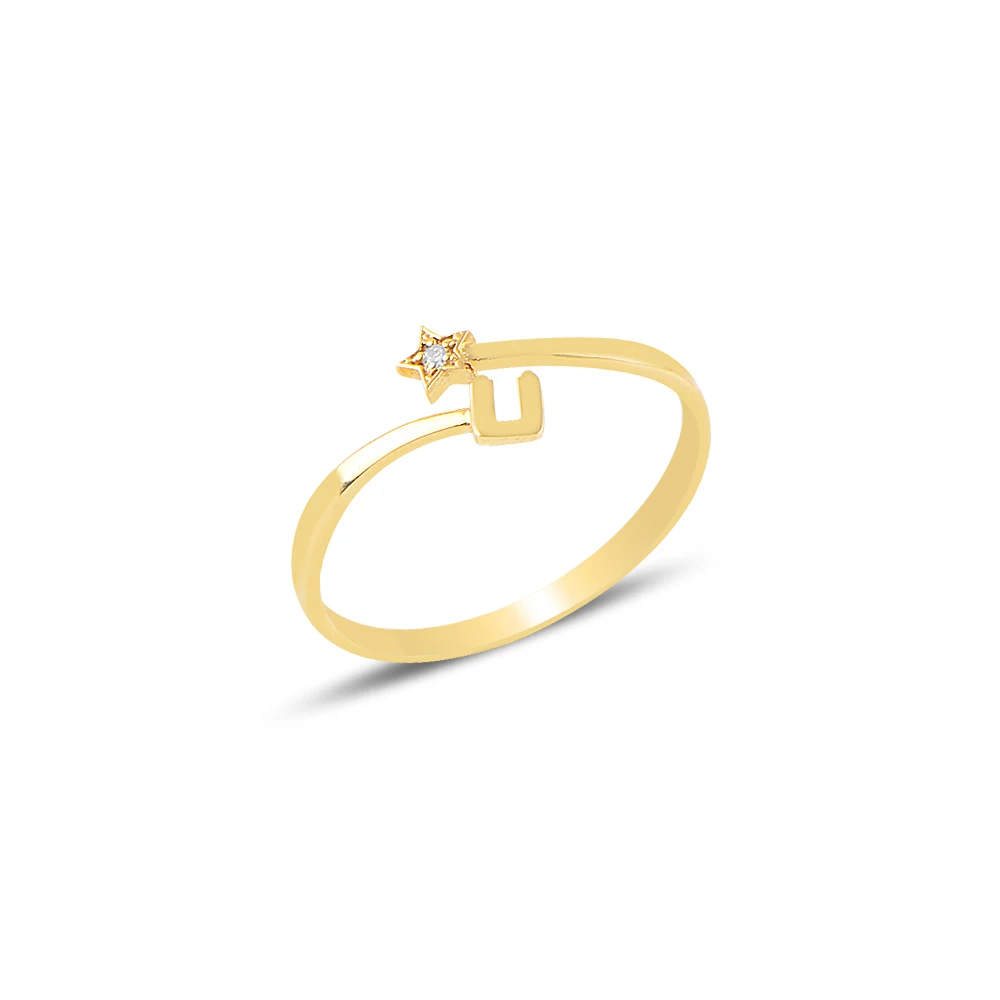 

Diamond Star U Letter Ring