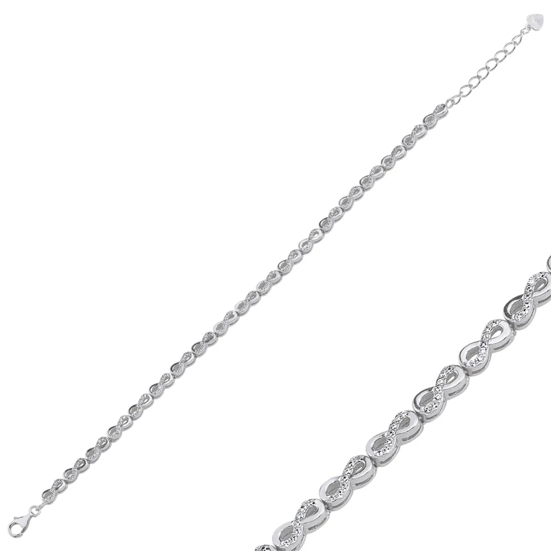 

Silver 925 Sterling Zircon Cubic Zirconia Infinity Bracelet