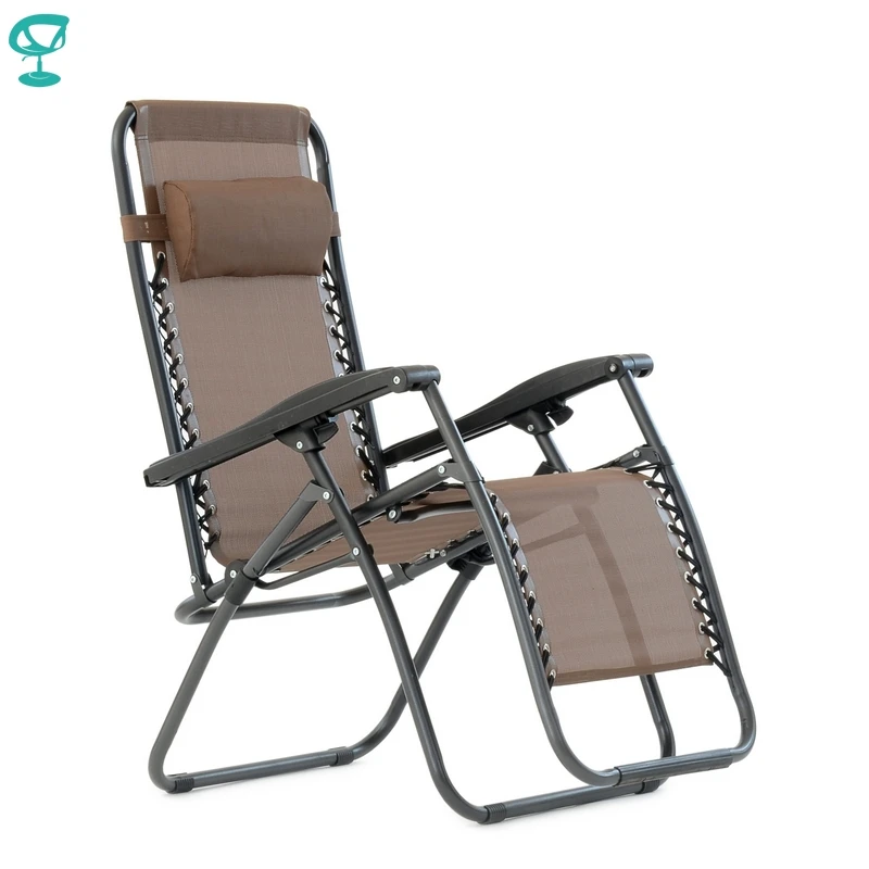 Фото 95637 Barneo PFC 14 коричневое складное садовые кресло шезлонг на прочной раме с