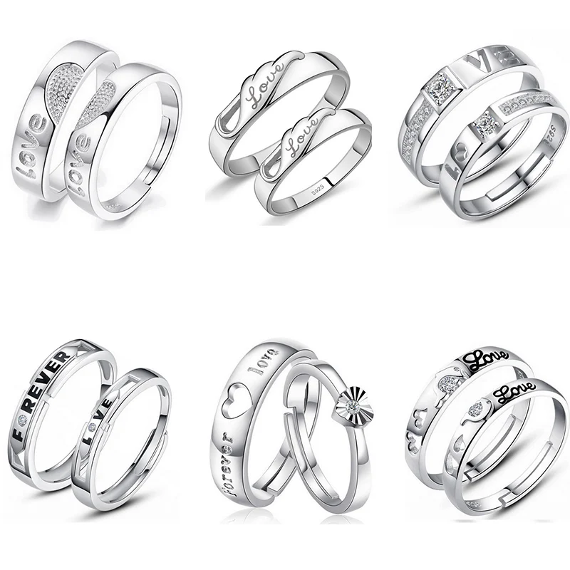 2 шт./компл. регулируемое обручальное кольцо с цирконом в виде сердца |