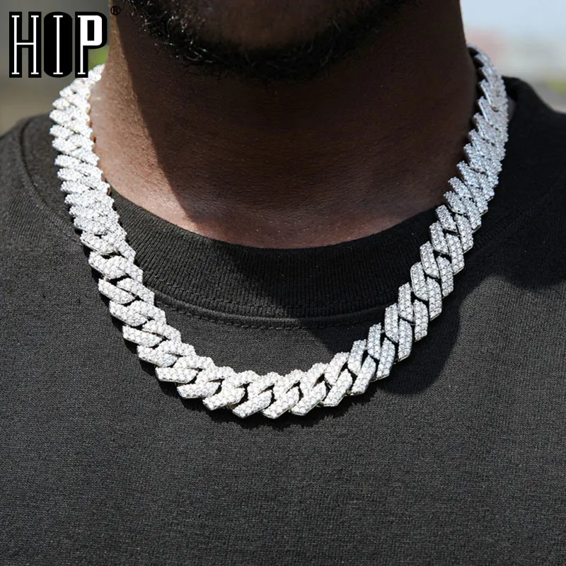 Hip Hop 14MM CZ Heavy Cuban Prong Chain Necklaces Iced Out Zircon Gold Silver Color Luxury Bling Chains For Men Choker Jewelry