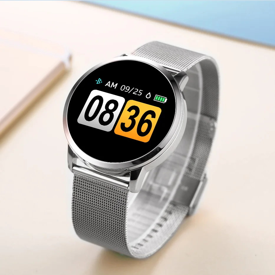 Смартчасы RUNDOING Q8 OLED дисплей умные часы женские фитнес трекер датчик сердцебиения кровяное давление мужские часы