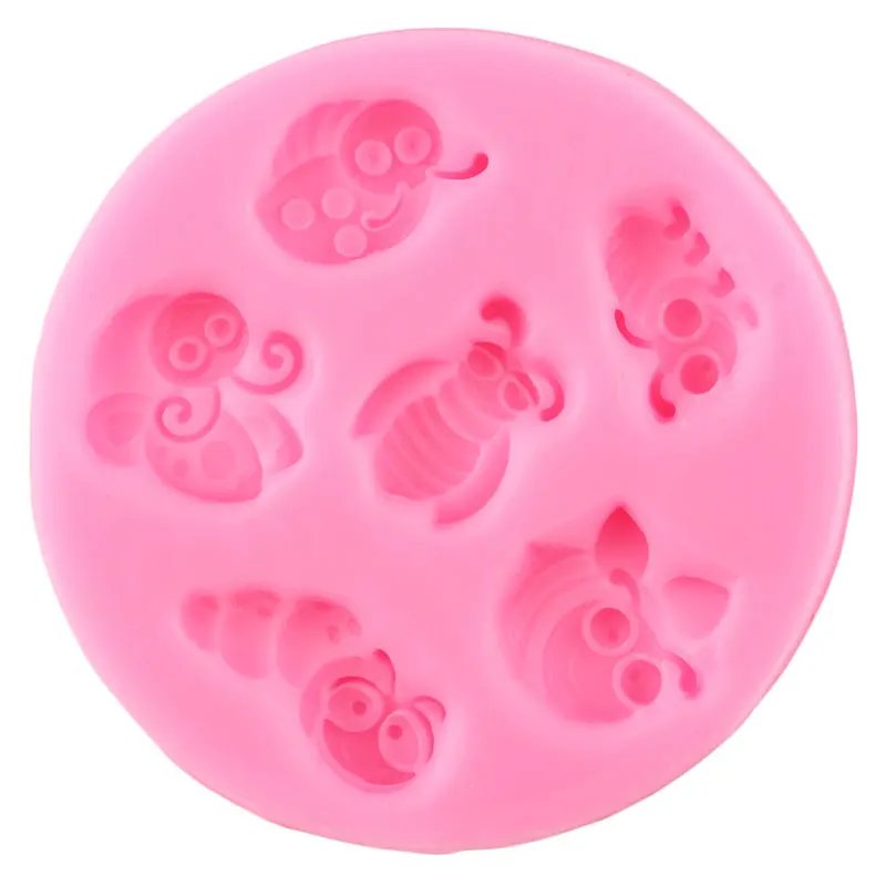 Nature Insects Bugs Silicone Molds Bee Ladybug Cupcake Topper Fondant Cake Decorating Tools Candy Clay Chocolate Gumpaste Moulds | Дом и сад
