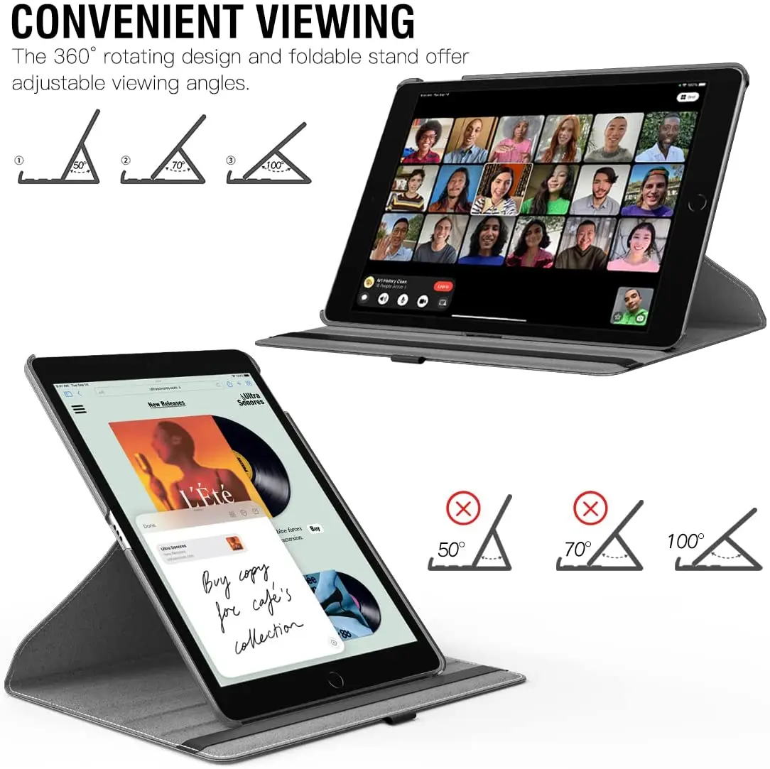 Чехол для iPad 9-го поколения 2021/8-го 2020/7-го 2019 360 градусов вращающаяся подставка