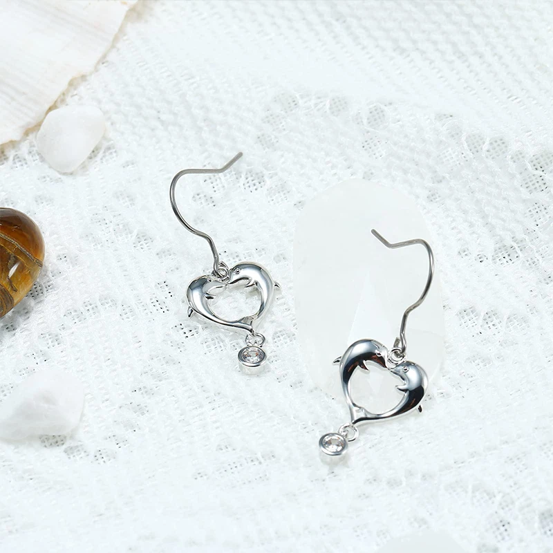 

Fashion Drop Earrings Pure Titanium For Women Girls Sensitive Ear Jewelry White Gold Plated Cubic Zirconia Dangle Heart Shaped
