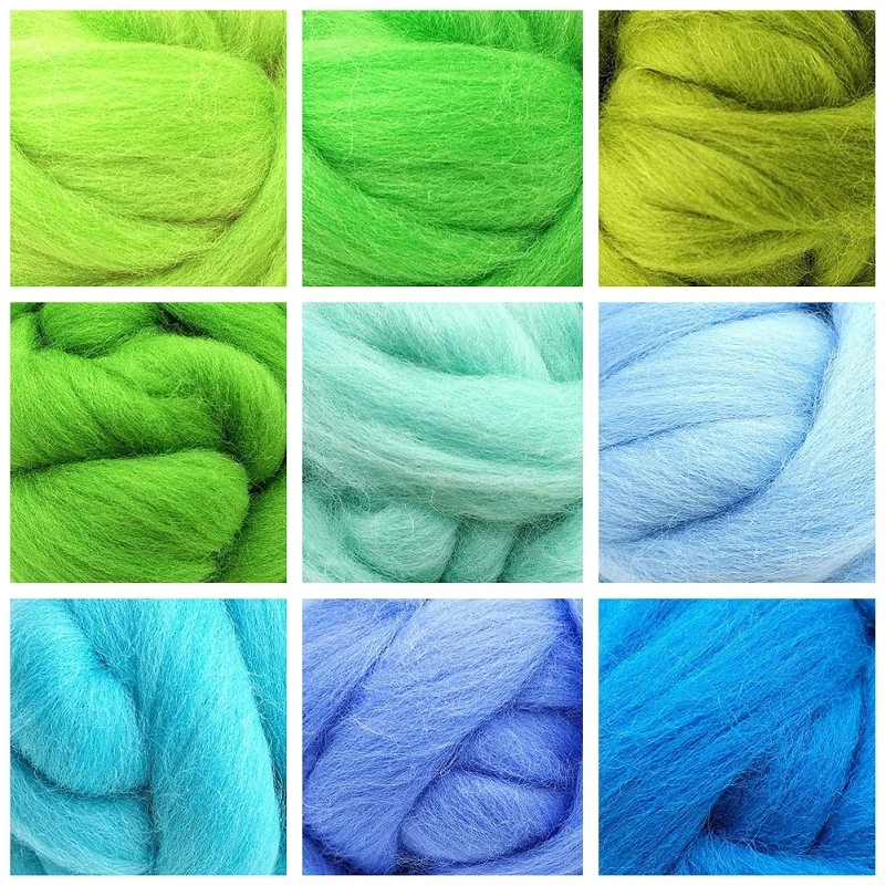 

90g Roving Wool (10gx9 Colors) 19 Microns Superfine Merino Wool for Dry Wet Felting Materials for Needlework Felt (O)