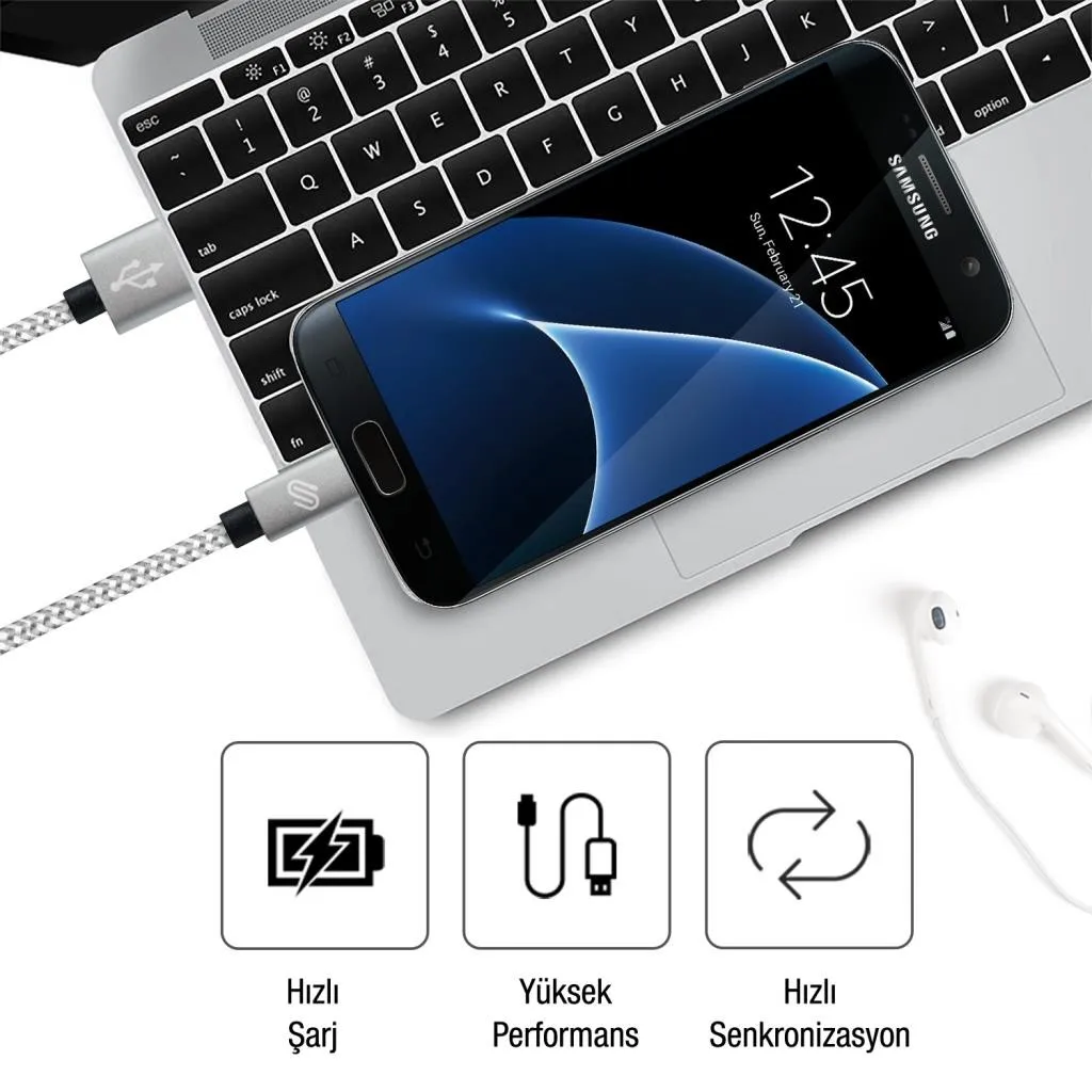 QWERTS Micro USB кабель 2 упаковки (6/10 футов) нейлоновый плетеный для быстрой зарядки