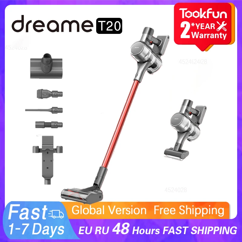 

2021 Dreame T20 Handheld Vacuum Cleaner For Home Car Wireless Sweeping 25000Pa Strong cyclone Suction Multi Brush Dust Catcher