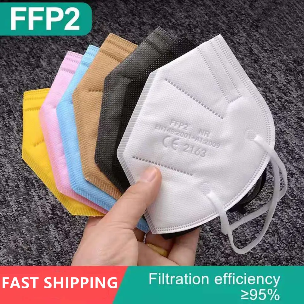 

Fast Shipping 50 pcs 5-layer FFP2 Protective Masks Anti Haze Dustproof Disposable Mout Mask Non-woven Fabric Mask for Face
