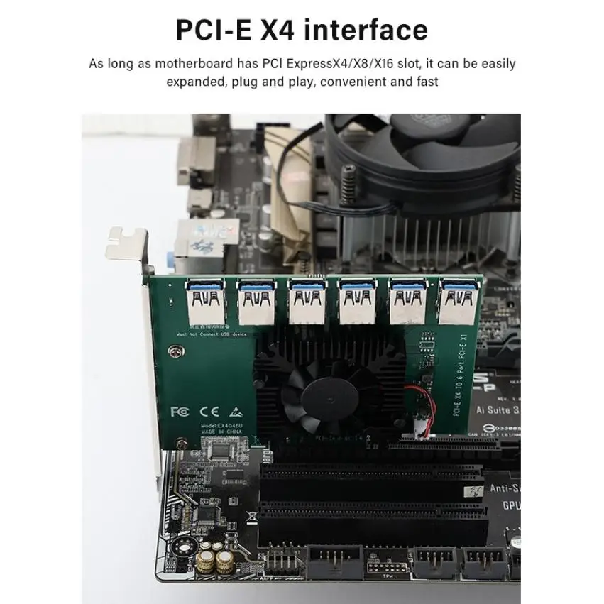 PCIE X4 20 ГБ 1 до 6 переходная карта для майнинга видеокарта слот 4X 16X USB 3 0 переходник