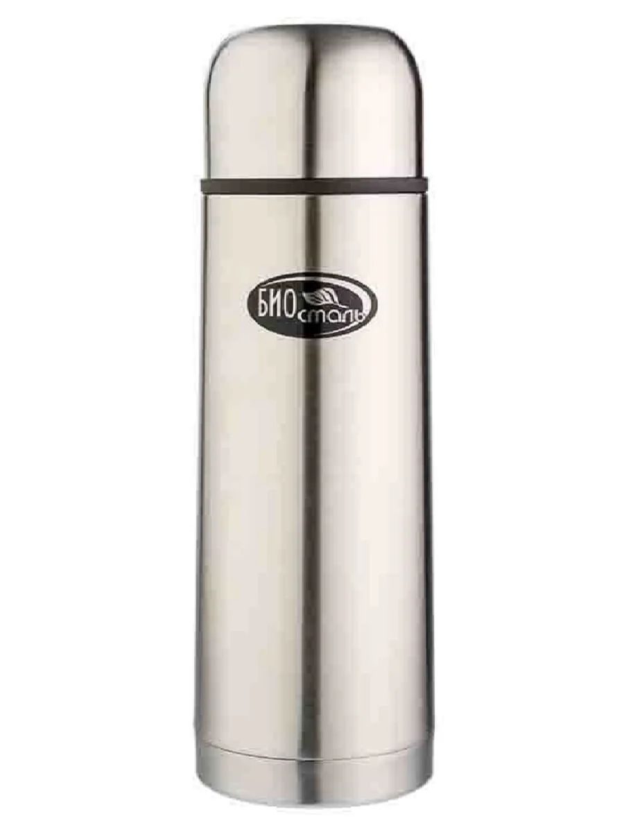 Tермос вакуумный универсальный с узкой горловиной БИОСТАЛЬ (BIOSTAL) 1 0л. 2 пробки