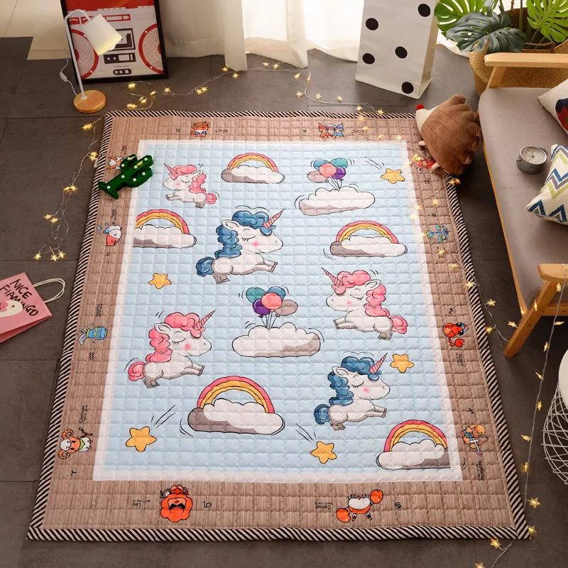 

Baby Crawling Play Mat Carpet Unicorn Pattern Toddler Game Mat Developing Animal Children Play Carpet