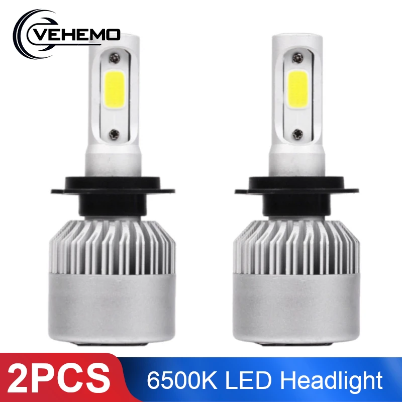 2x H7 светодиодные фары автомобильные H1 H4 HB4 9006 HB3 9005 H10 HB2 9003 Canbus лампы COB Чип 6500K 8000LM