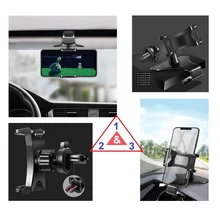 Support Smartphone GPS car 3 in 1: dashboard/visor Clip and AC grid Clip for QMobile X700 Pro Lite