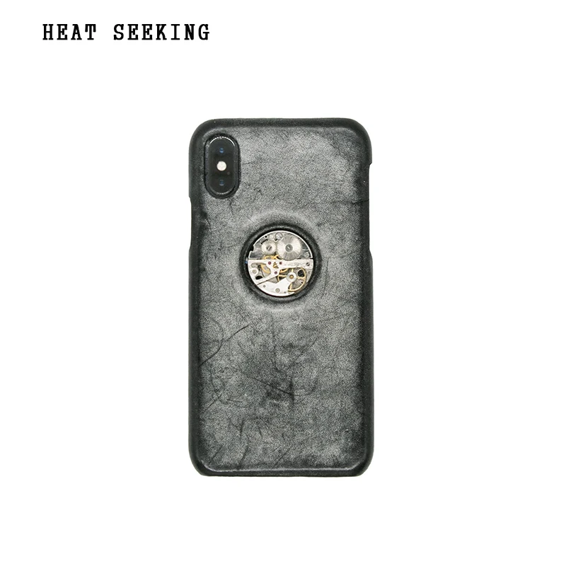 

HEAT SEEKING genuine leather mechanical steampunk creative for iPhone 12 11 Pro Max X SE(2020) 7 8 Plus