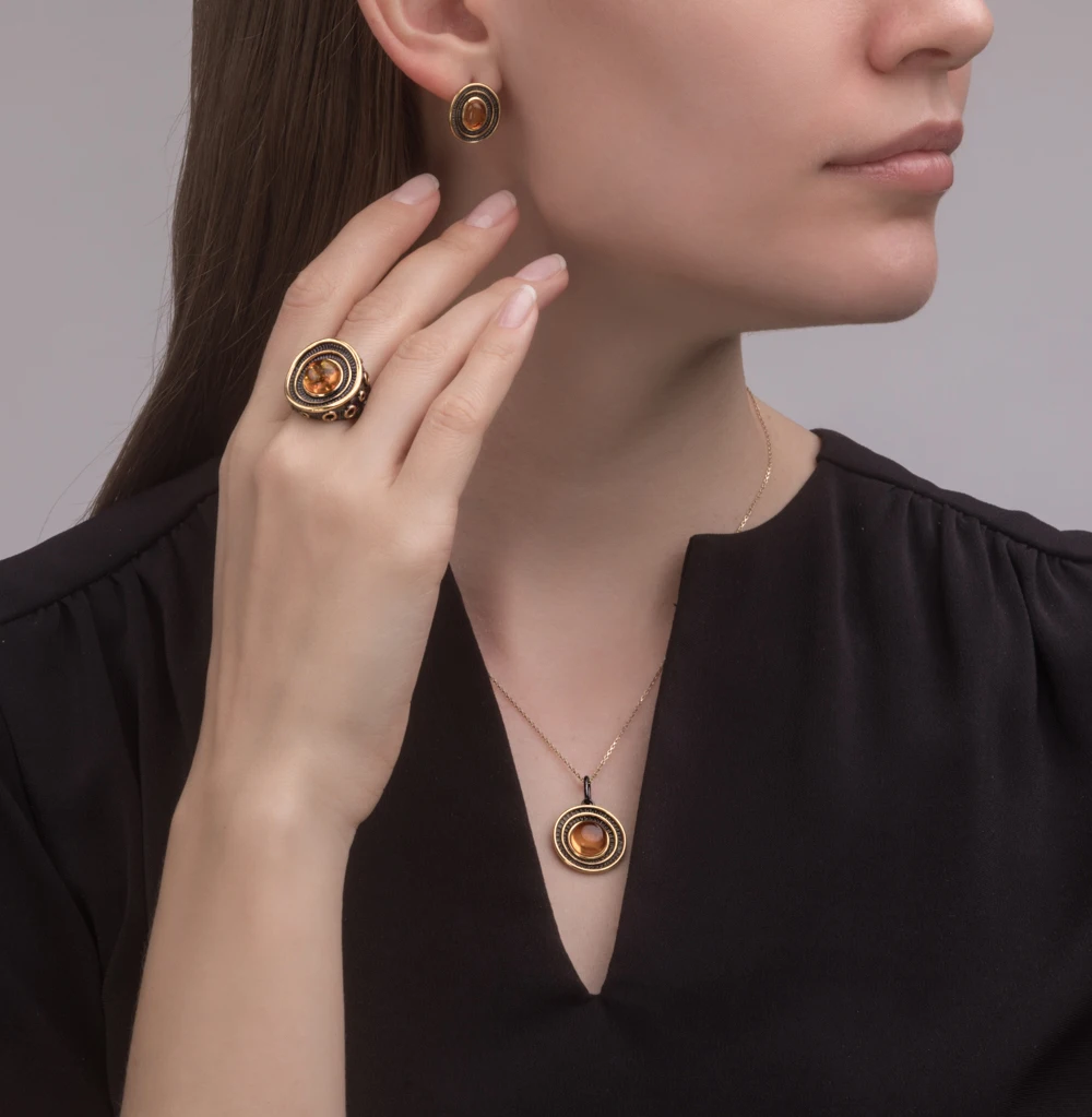 Серебряная подвеска с янтарем SUNLIGHT проба 925|Подвески| |