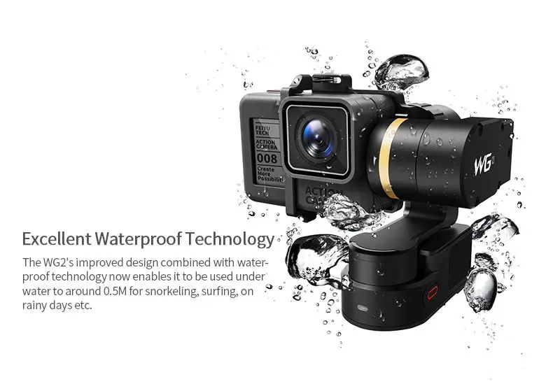 FeiyuTech Feiyu WG2 носимых монтируемый 3-axis Водонепроницаемый карданный стабилизатор для GoPro iPhone 7 6 Plus 5 Session YI 4K SJCAM AEE экшн Камера