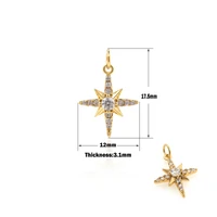 golden polaris pendant micropav%c3%a9 polaris star charm cubic zirconia necklace diy jewelry components 17 5%c3%9712%c3%973 1mm
