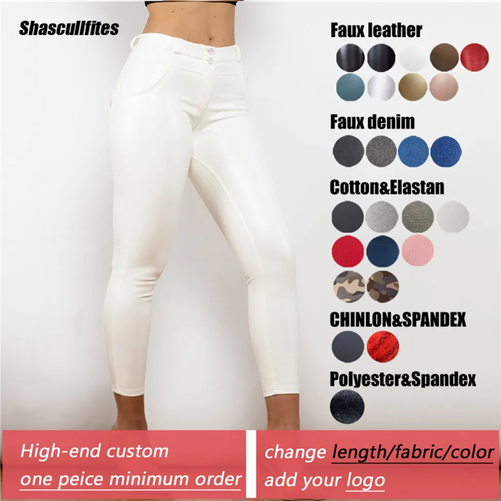 Shascullfites Tailored Belted Leather White Trousers Thick Leggings For Winter Tall Leather Logo Custom Pants