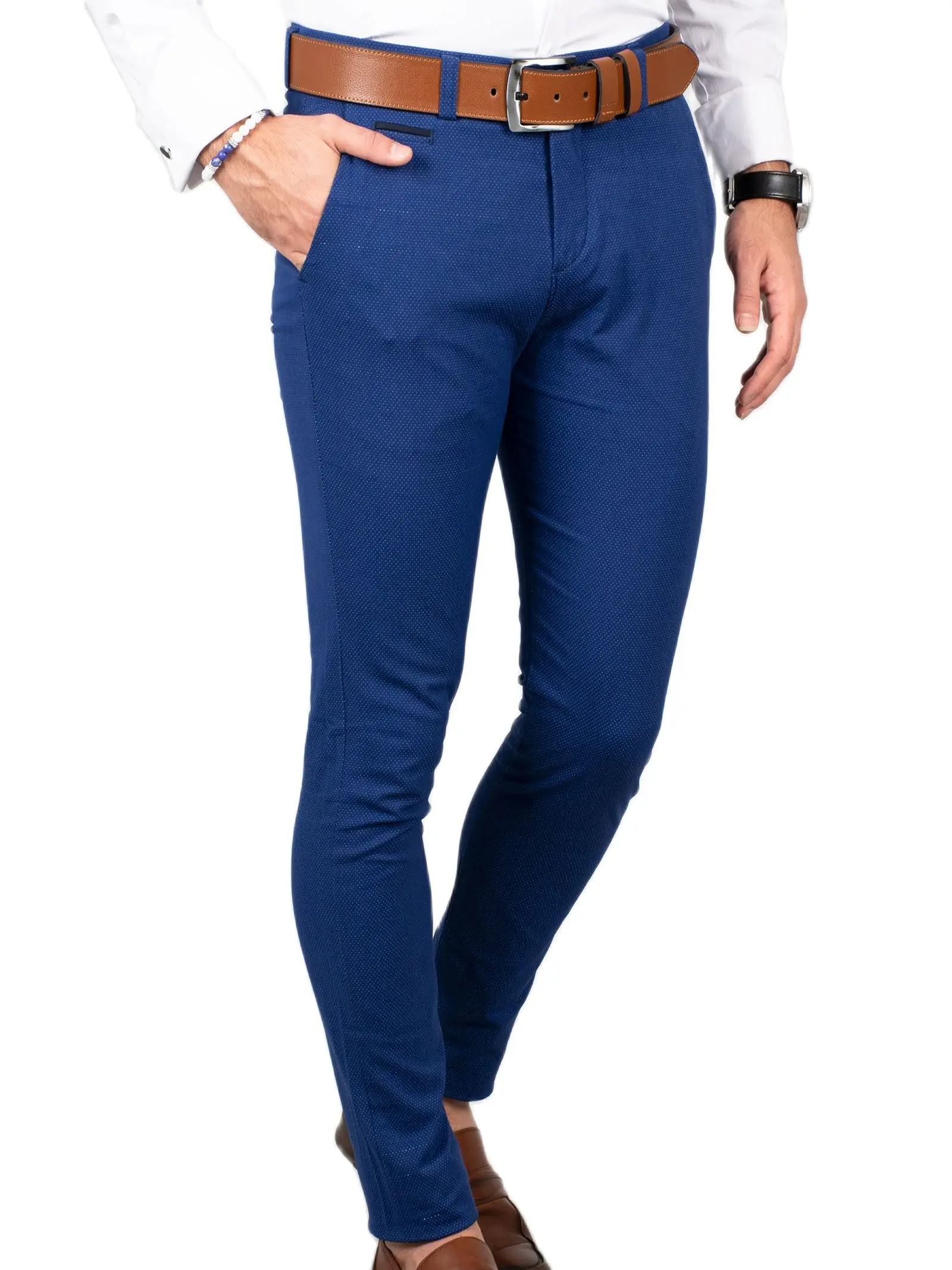 

DeepSEA Male Saks Blue Suit Pants Fabric Slim Fit Cotton Lycra Classic Italian Groom Business Formal Four Seasons 1805010