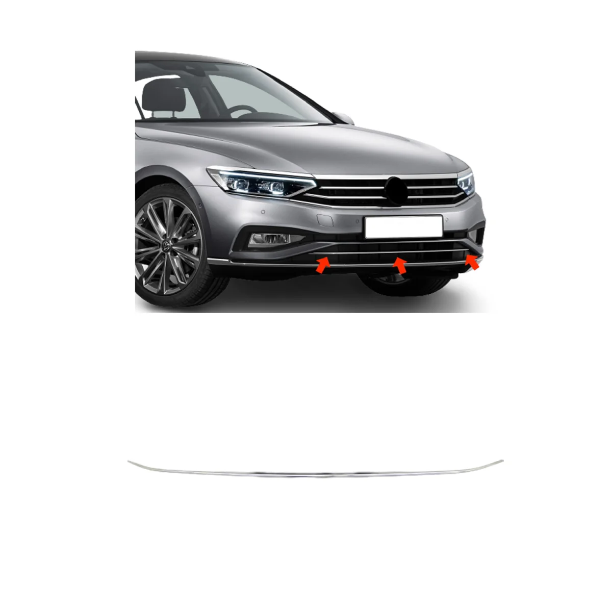 

VW Passat B8.5 Chrome Front Bumper Molding (2019-)