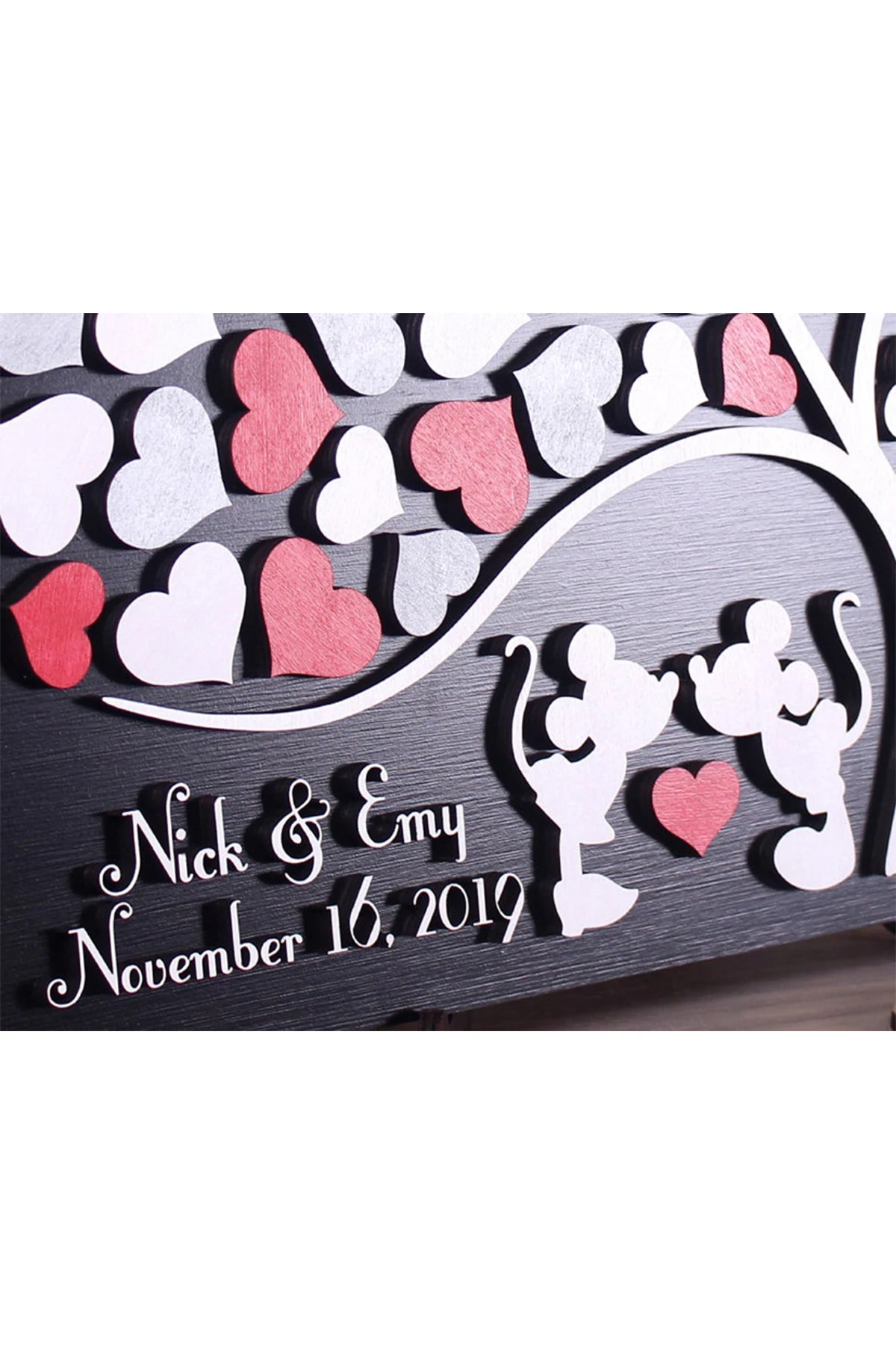 Wedding Guest Visitor Signature Book Wooden Personalized Alternatives to Names Date Mr and Mrs Mariage 3D Love Valentine's Rusti | Дом и