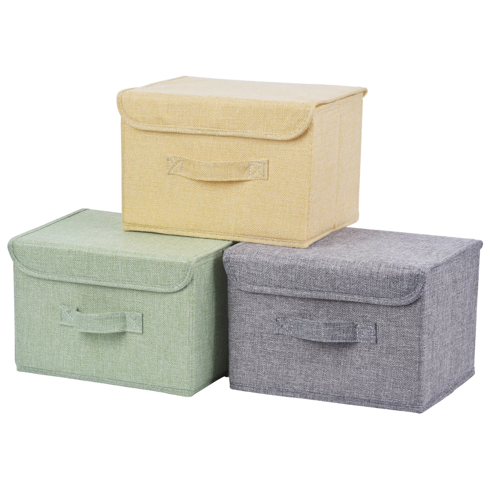 Моющийся ящик для хранения из хлопчатобумажной ткани складные корзины с крышкой