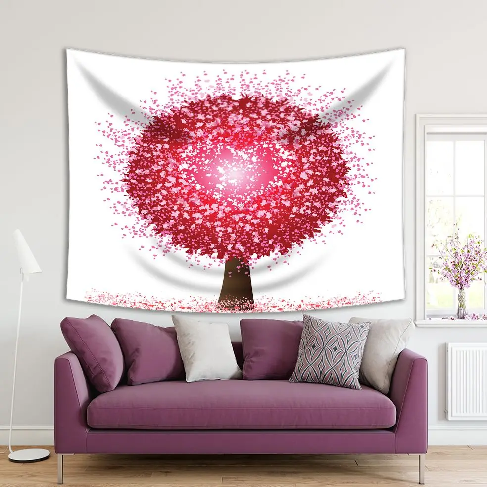 

Tapestry Heart Tree Happiness Magical Nature Romantic Festive Decoration Lovely Art Red White
