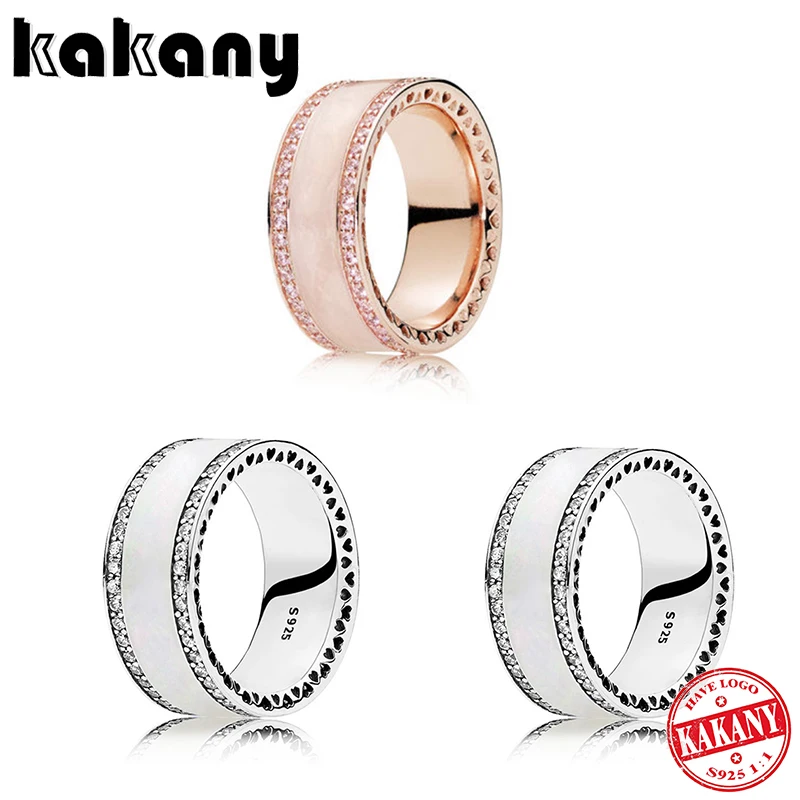 Новинка Оригинальное кольцо из стерлингового серебра S925 с розовой эмалью в форме