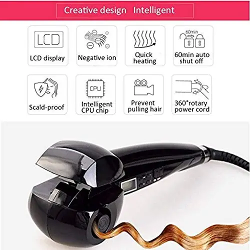 

Professional Ceramic Curling Irons Spiral Ceramic Curling Iron Wand Hair Curler (Black)