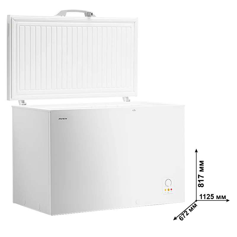 Морозильный ларь AVEX CF-400, обьем 380л, класс А+, 1 корзина, замок, 20кг/сут, сохранение холода 24ч, зимняя защита, индикация повышения температуры - Цвет: Белый