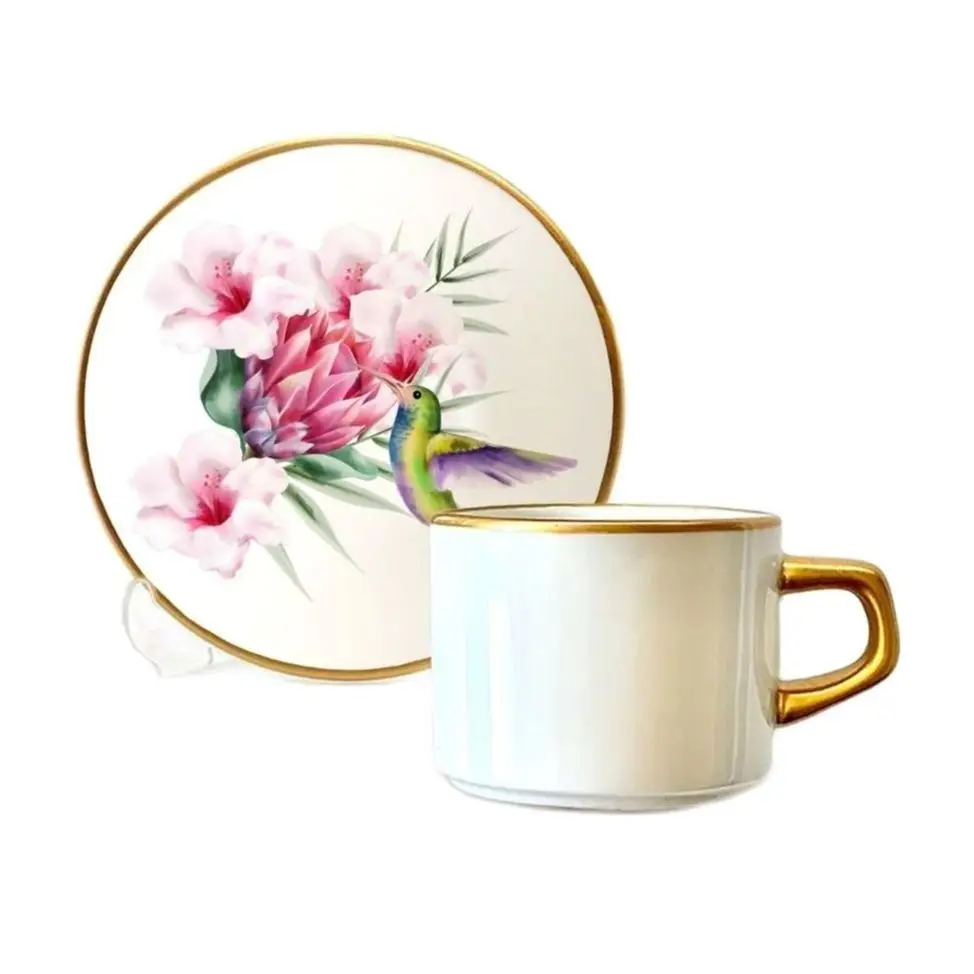 

Чайный набор Toygar Asaf, 6долл, снеговик, современный простой элегантный дизайн, тарелка с изображением цветов и животных, Золотая фарфоровая ча...